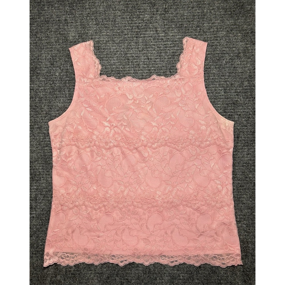 JG Hook Womens Vintage Y2k Lace Cami Tank Top Size M‎ Pastel Pink Layered